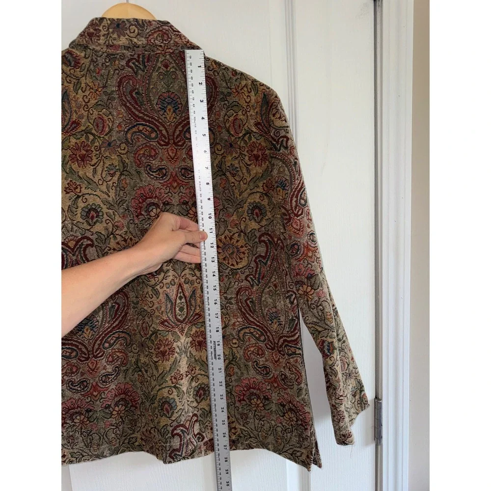 Vintage Erin London Tapestry Jacket M Paisley Floral Boho Gobelincore Blazer VTG